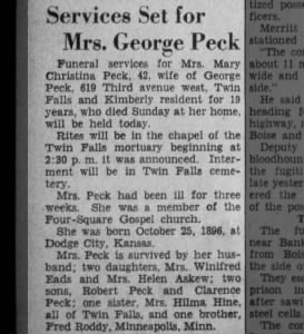 Obituary for  Peck