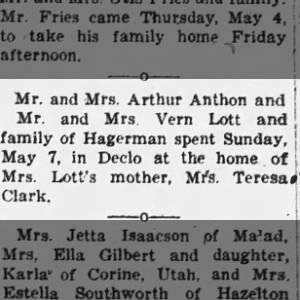 May 11 1950 social page Arthur Anthon?